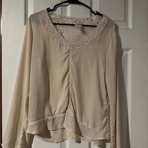 Daytrip Cream Lace Accent Blouse
